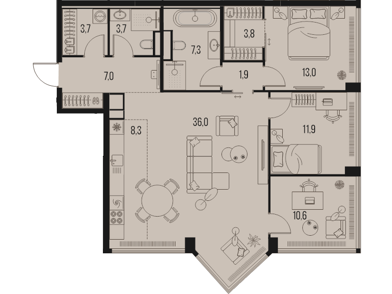 4 ккв (Евро) 107,2 м²