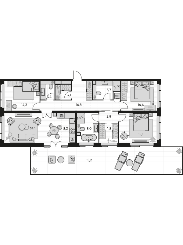 4 ккв (Евро) 119 м²
