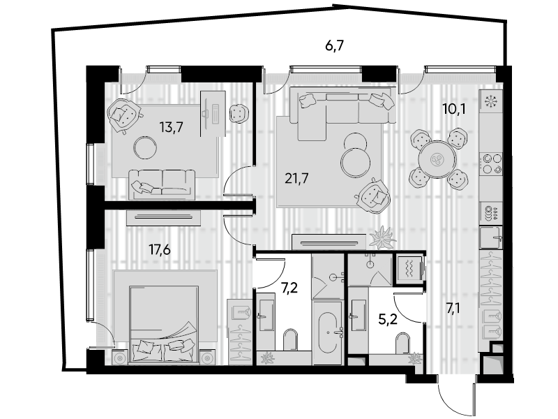 3 ккв (Евро) 83 м²