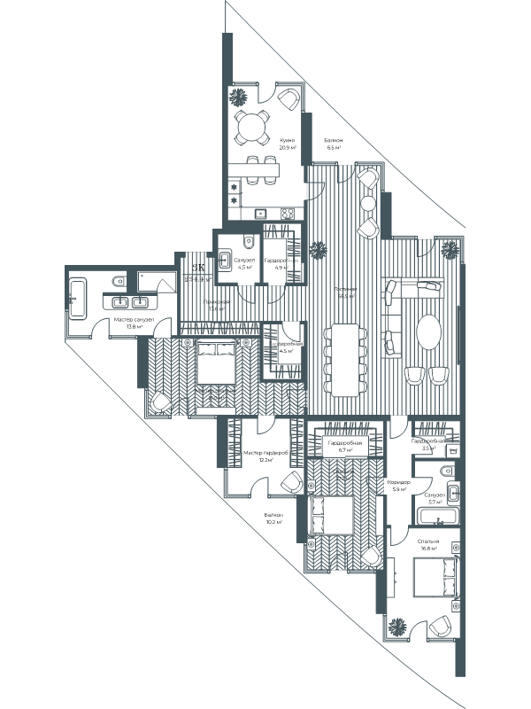 5 ккв (Евро) 233,9 м²
