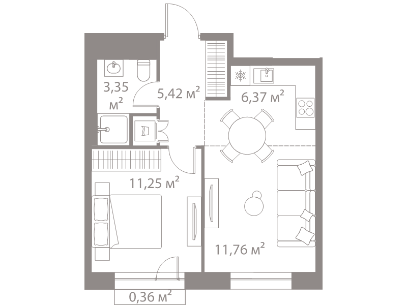 2 ккв (Евро) 38,5 м²