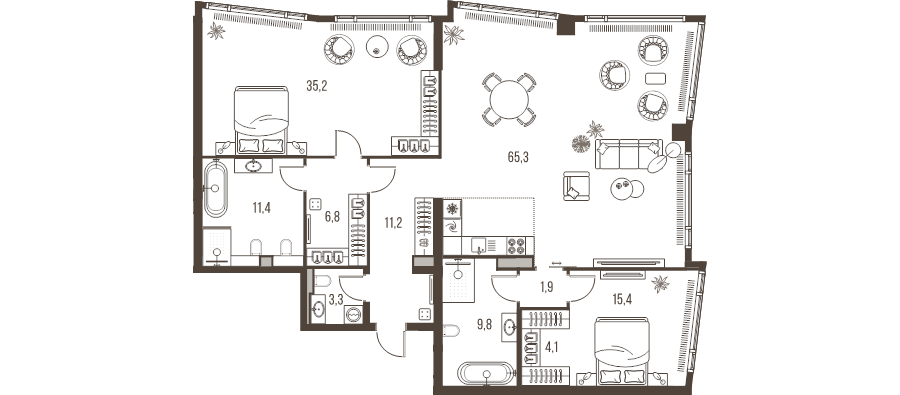 3 ккв (Евро) 164,4 м²