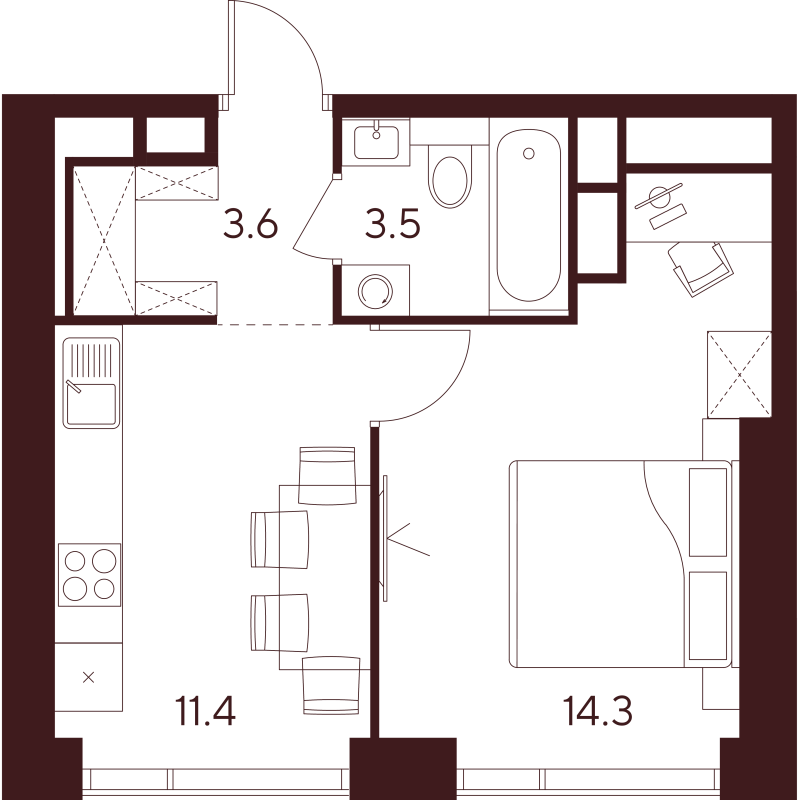 1 ккв 32,8 м²