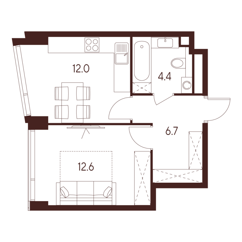 1 ккв 35,7 м²