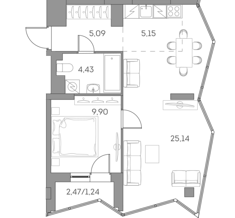 2 ккв (Евро) 51 м²