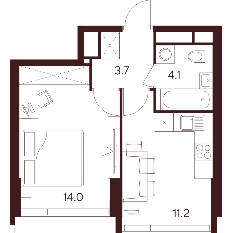 1 ккв 33 м²