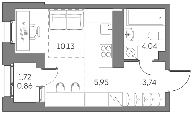 Студия 24,7 м²