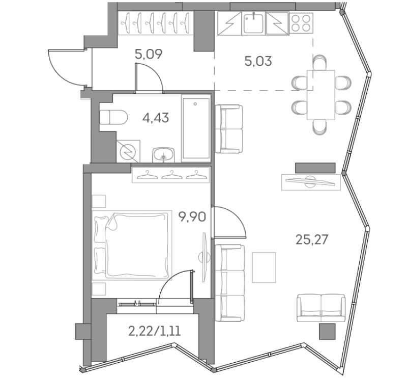 2 ккв (Евро) 50,8 м²