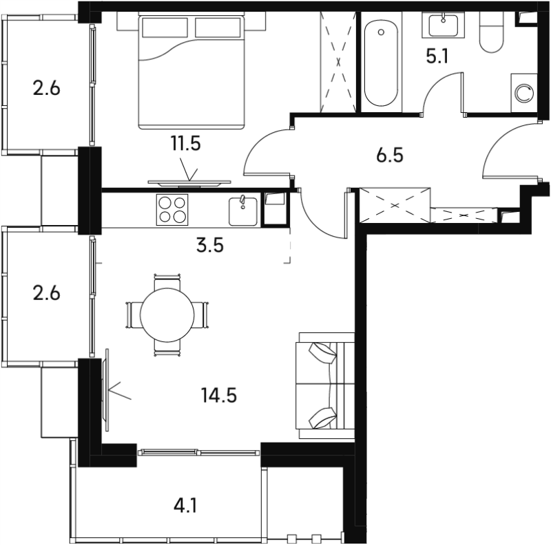 2 ккв (Евро) 50,4 м²