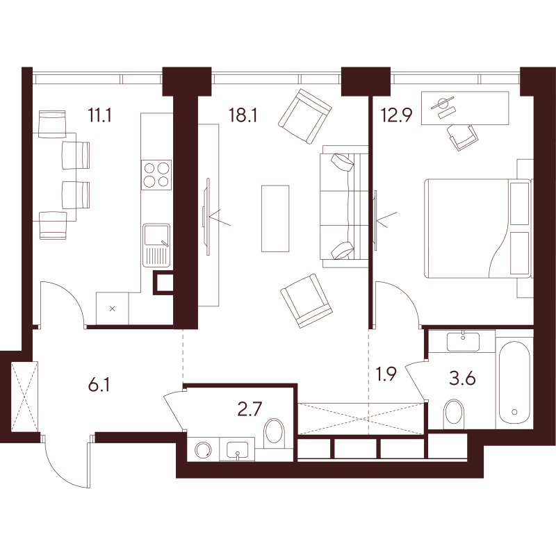 2 ккв 56,4 м²
