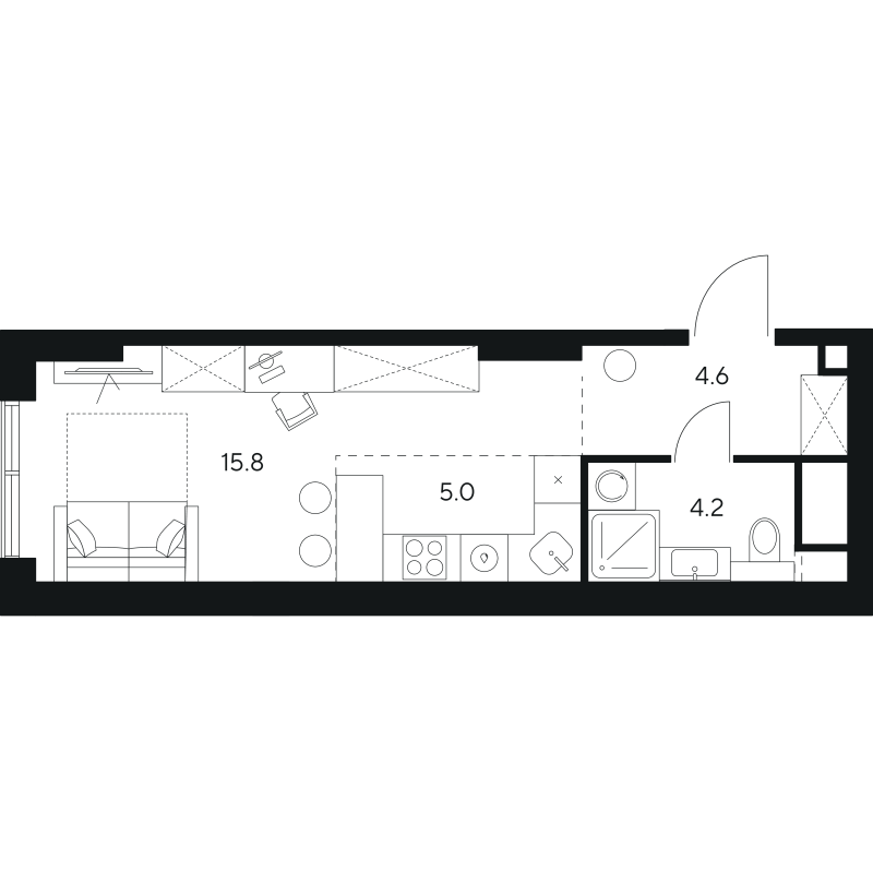 Студия 29,6 м²