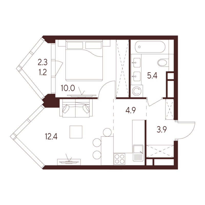 2 ккв (Евро) 37,8 м²