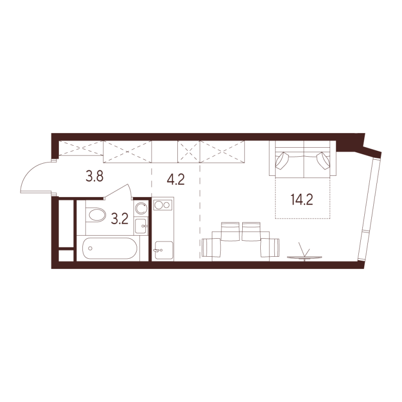 Студия 25,4 м²
