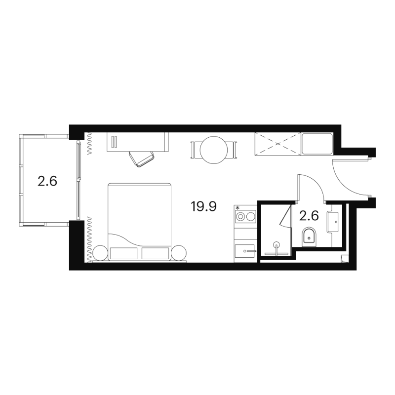 Студия 25,1 м²