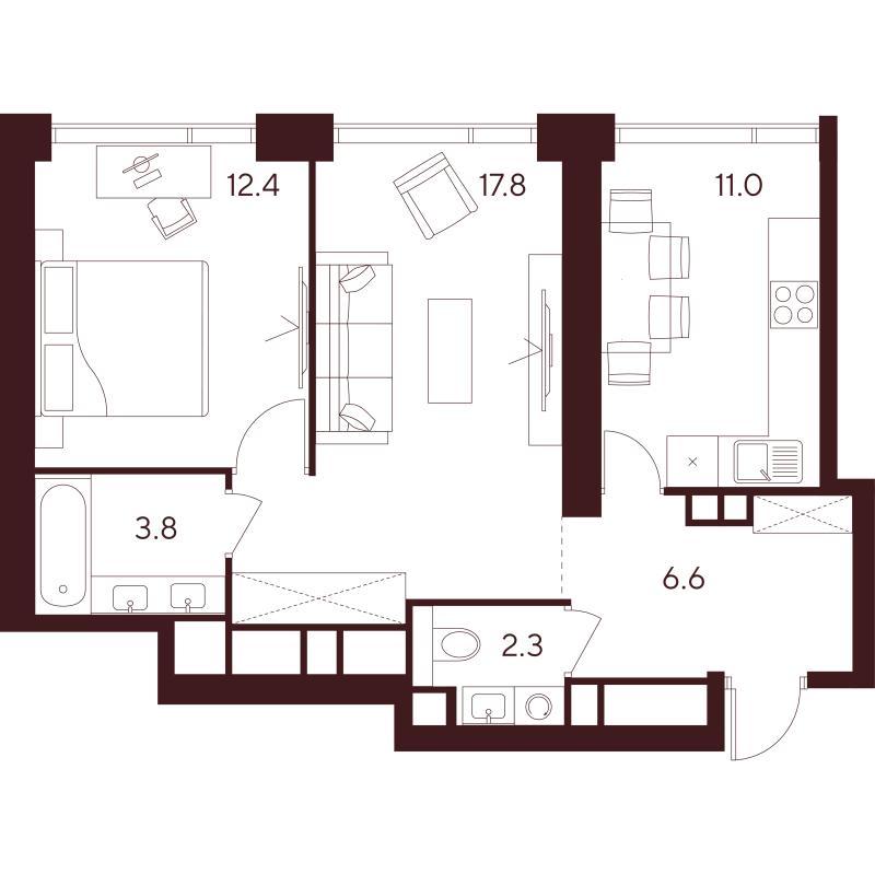 2 ккв 53,9 м²