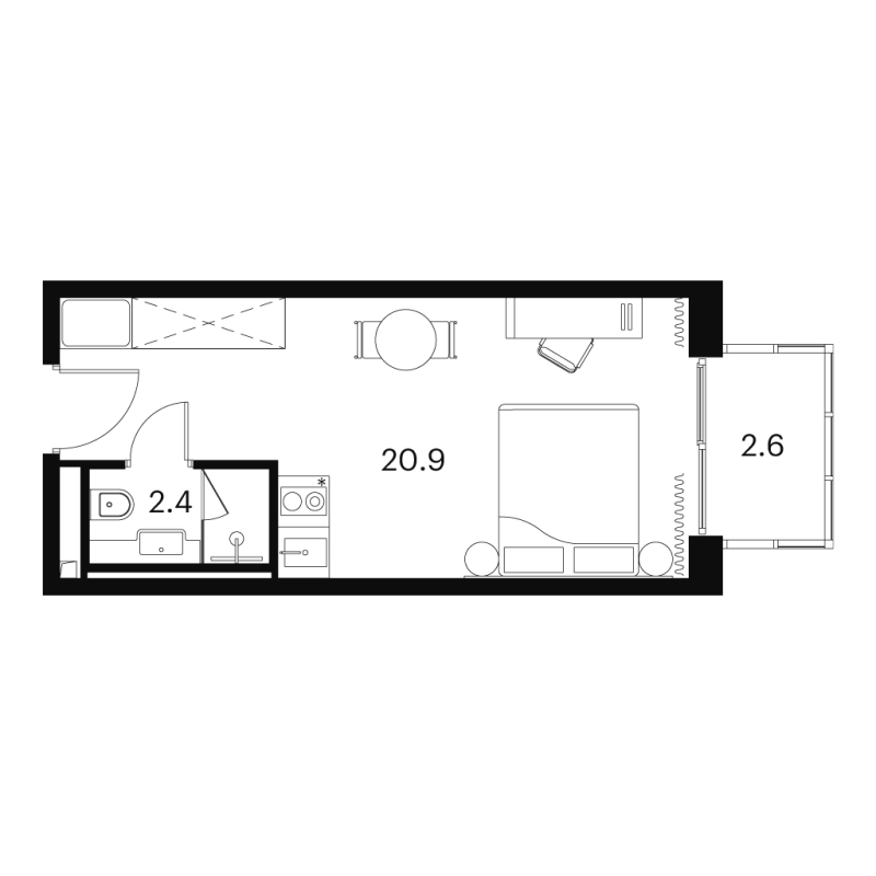 Студия 25,9 м²