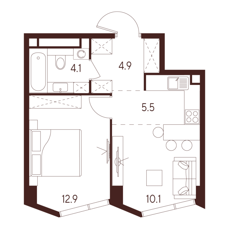 2 ккв (Евро) 37,5 м²