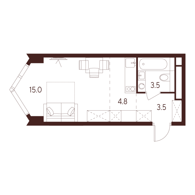 Студия 26,8 м²
