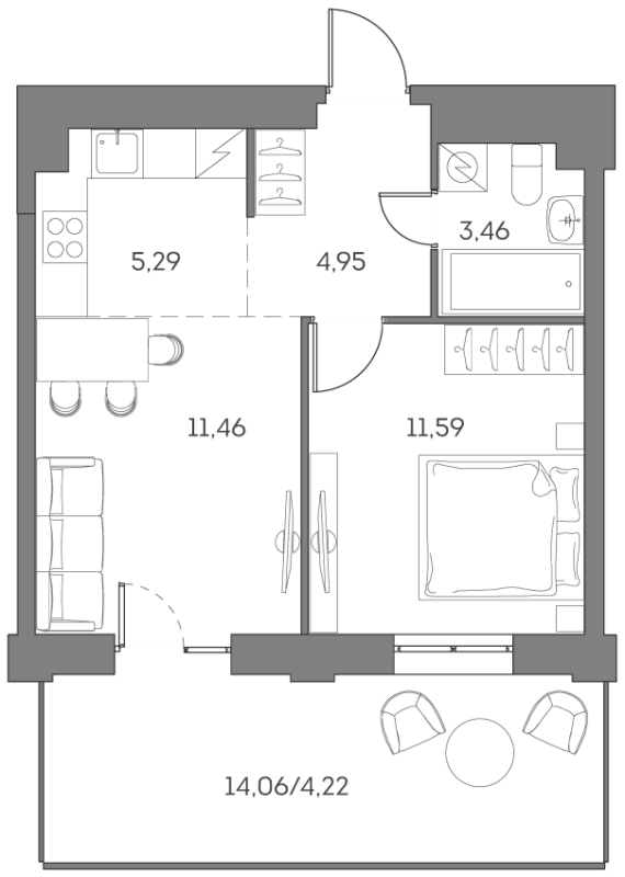 2 ккв (Евро) 41 м²
