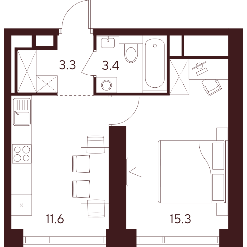 1 ккв 33,6 м²