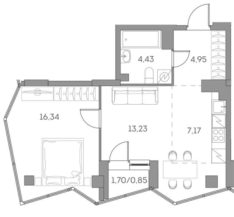 2 ккв (Евро) 47 м²