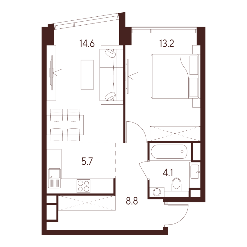 2 ккв (Евро) 46,4 м²