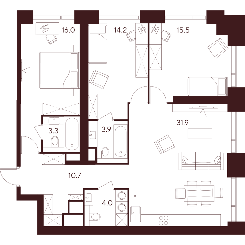 4 ккв (Евро) 99,5 м²