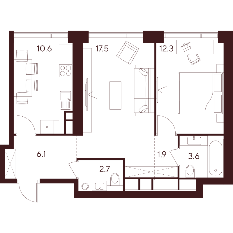 2 ккв 54,7 м²