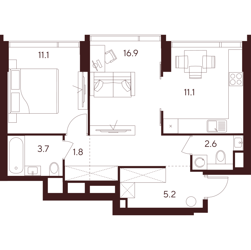 2 ккв 52,4 м²