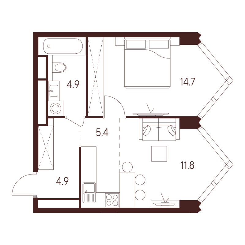 2 ккв (Евро) 41,7 м²
