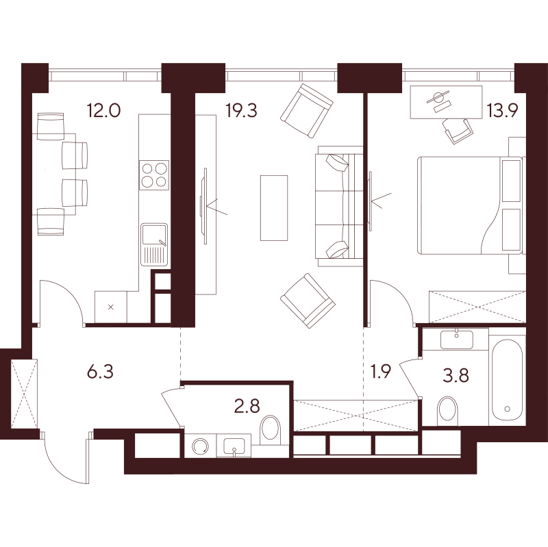 2 ккв 60 м²
