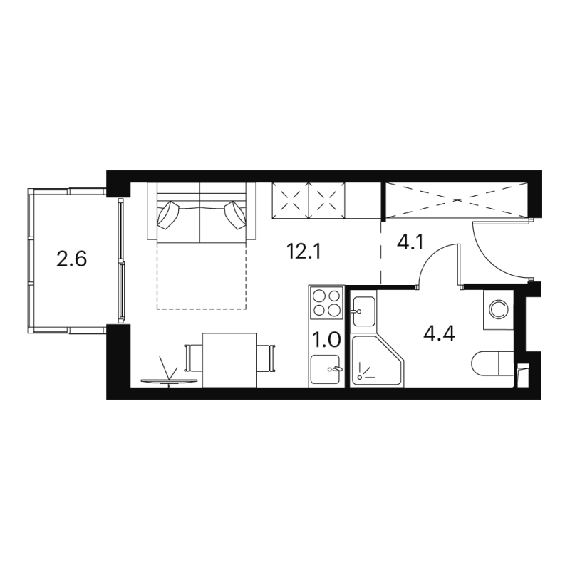 Студия 24,2 м²