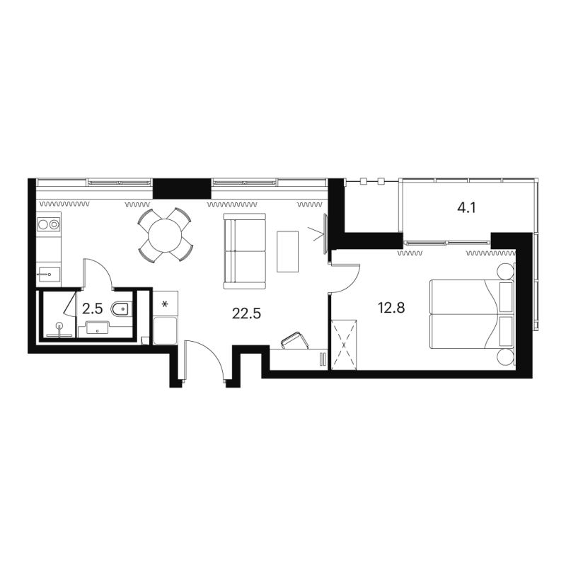 2 ккв (Евро) 41,9 м²