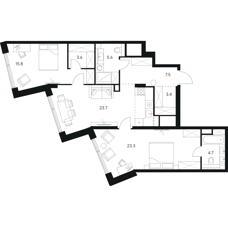 3 ккв (Евро) 87,6 м²