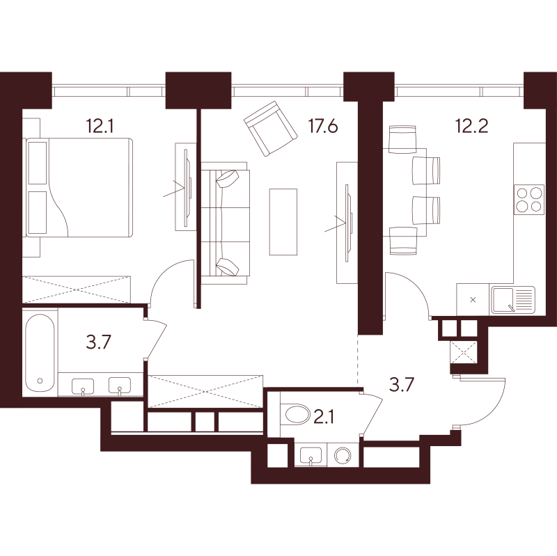 2 ккв 51,4 м²
