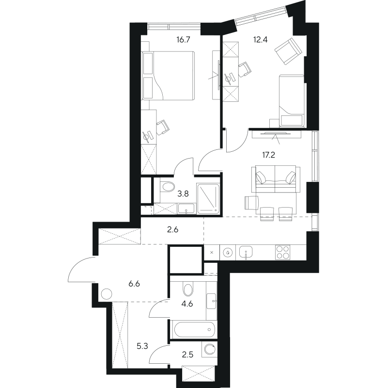3 ккв (Евро) 71,7 м²