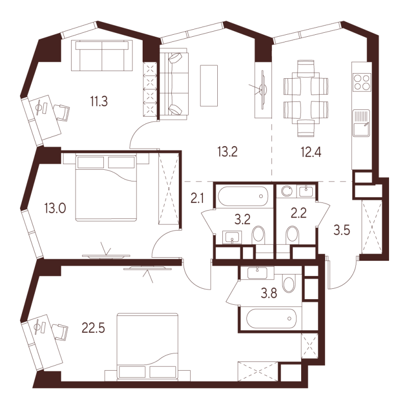 4 ккв (Евро) 87,2 м²