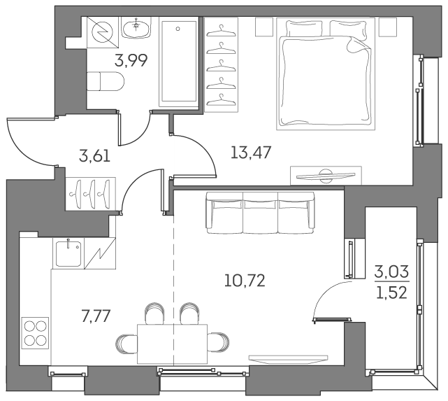 2 ккв (Евро) 41,1 м²
