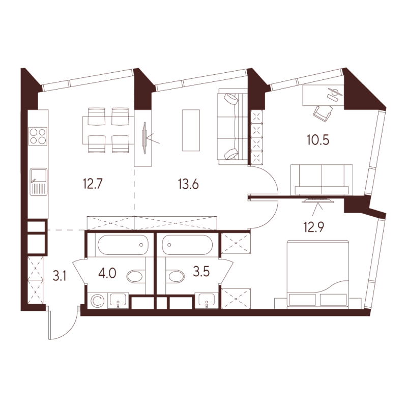 3 ккв (Евро) 60,3 м²