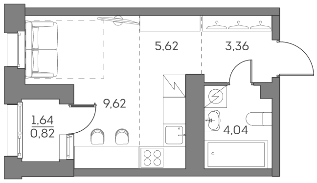 Студия 23,5 м²