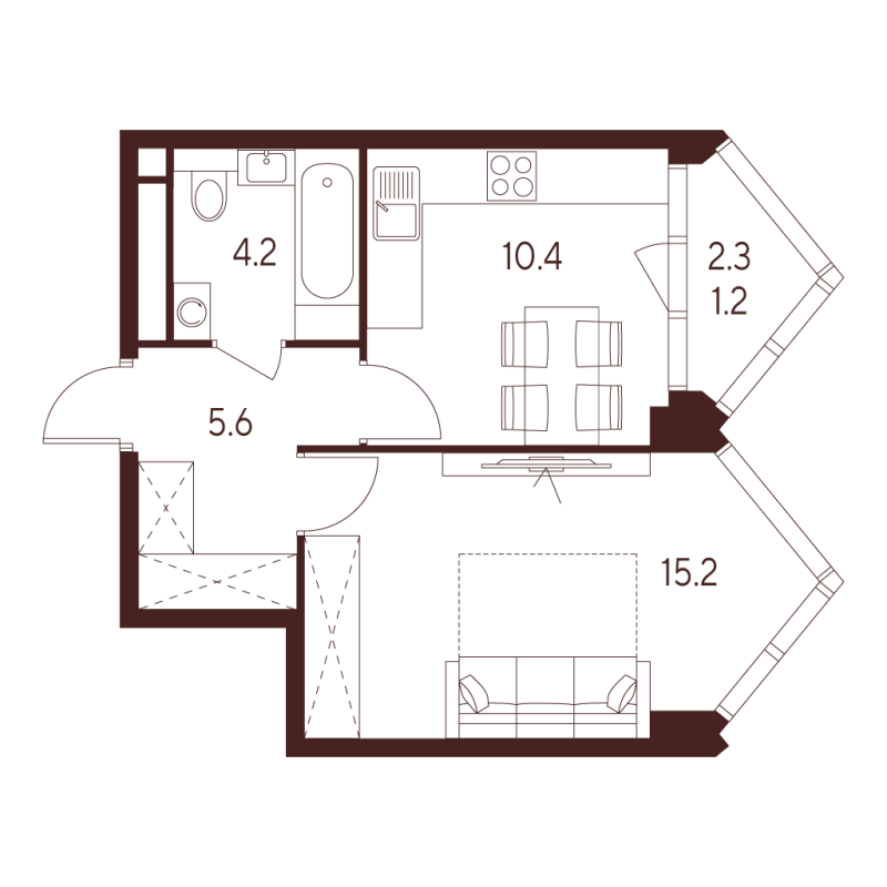 1 ккв 36,6 м²