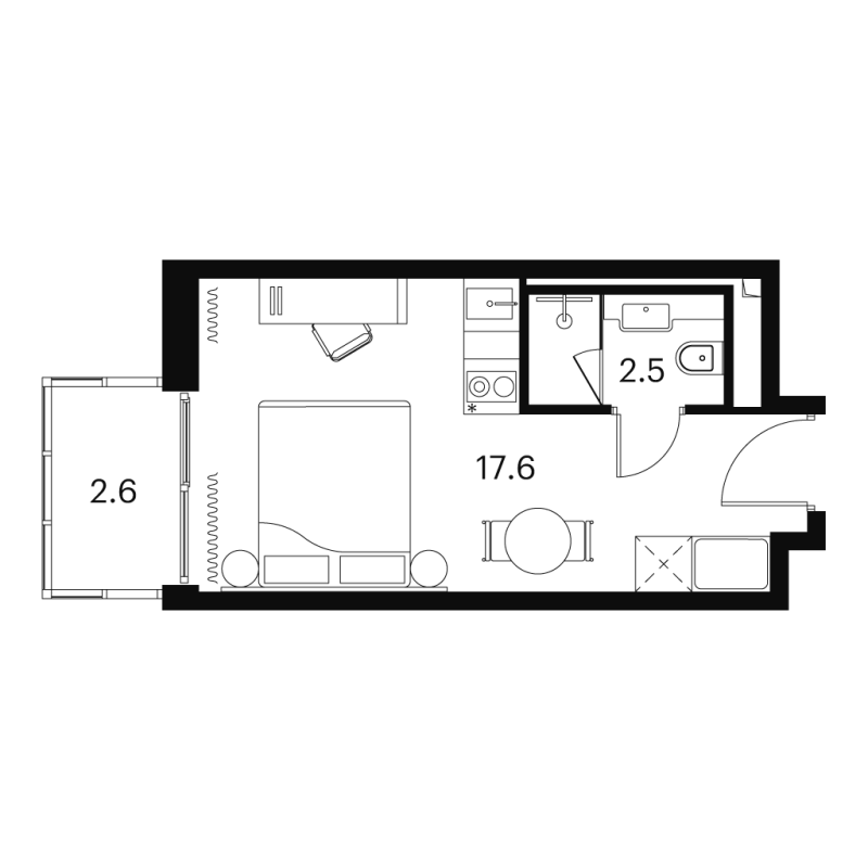 Студия 22,7 м²