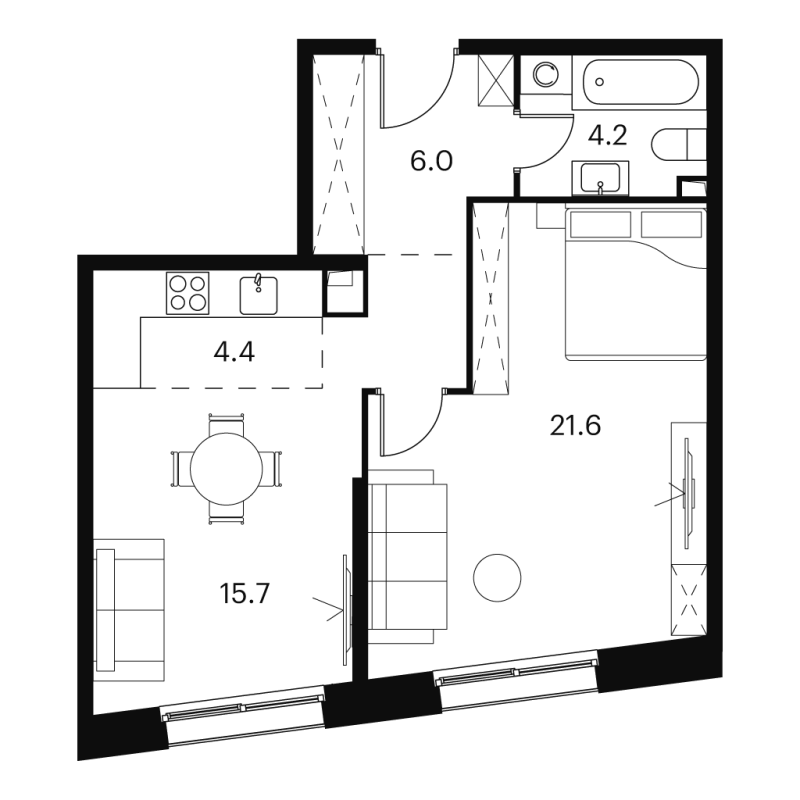 2 ккв (Евро) 51,9 м²
