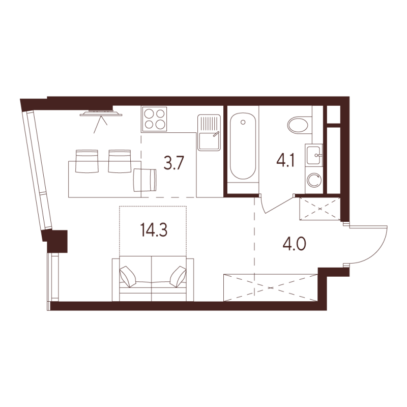 Студия 26,1 м²