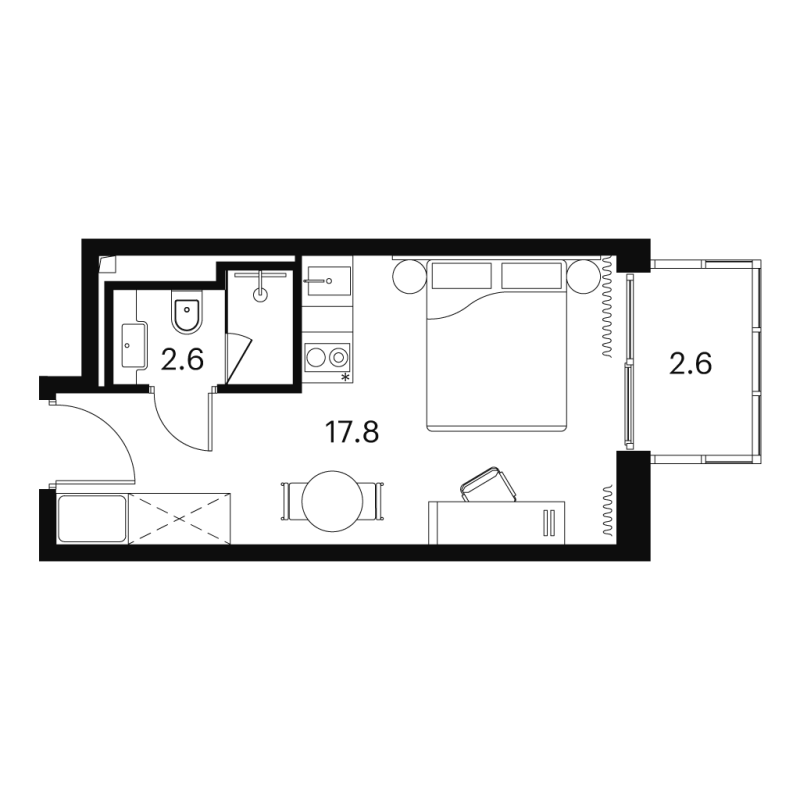 Студия 23 м²