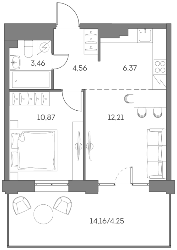 2 ккв (Евро) 41,7 м²
