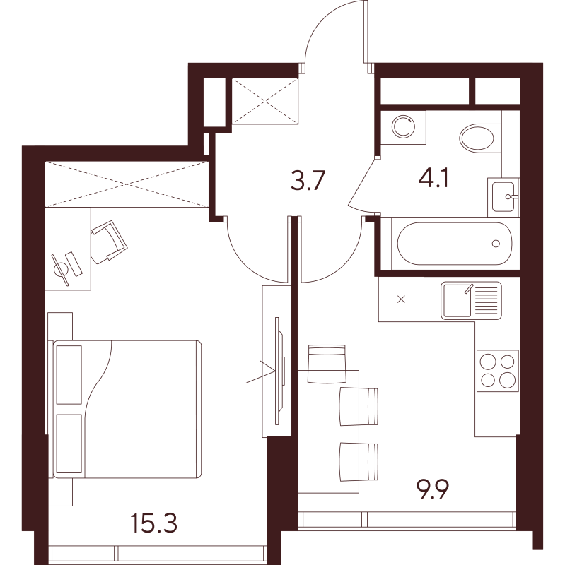 1 ккв 33 м²