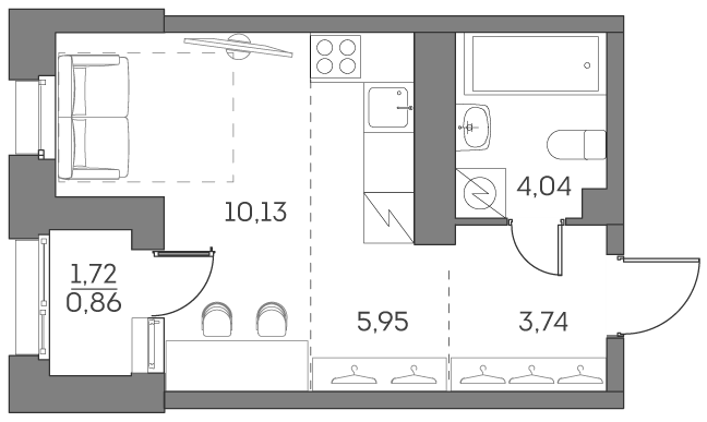 Студия 24,7 м²