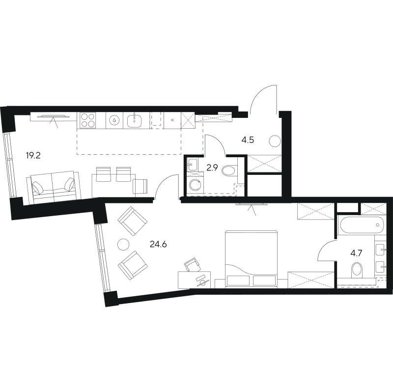 2 ккв (Евро) 55,9 м²