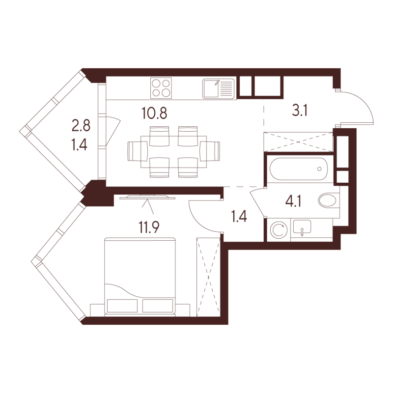 1 ккв 32,7 м²